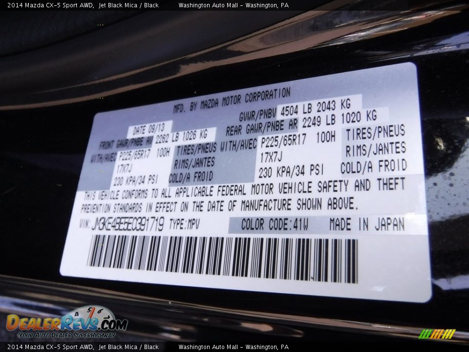 2014 Mazda CX-5 Sport AWD Jet Black Mica / Black Photo #24