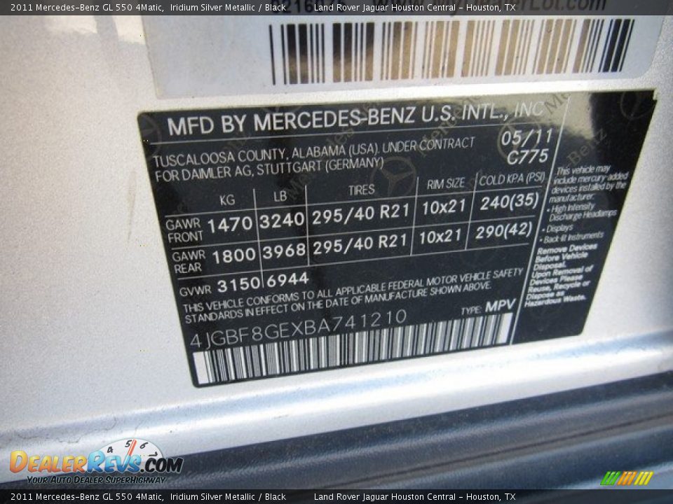 2011 Mercedes-Benz GL 550 4Matic Iridium Silver Metallic / Black Photo #35