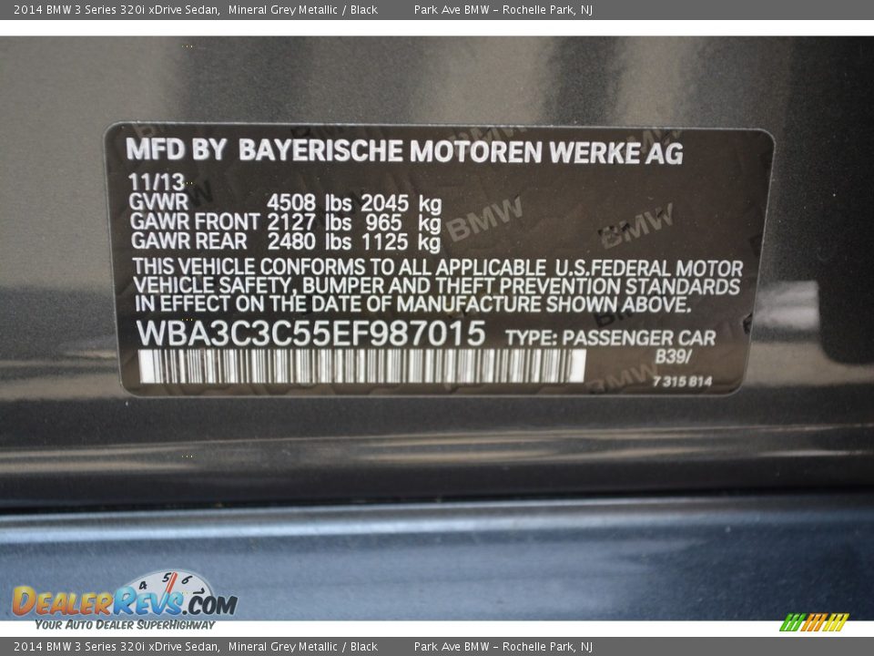 2014 BMW 3 Series 320i xDrive Sedan Mineral Grey Metallic / Black Photo #34