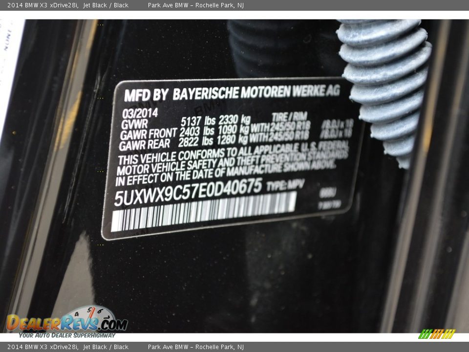 2014 BMW X3 xDrive28i Jet Black / Black Photo #34