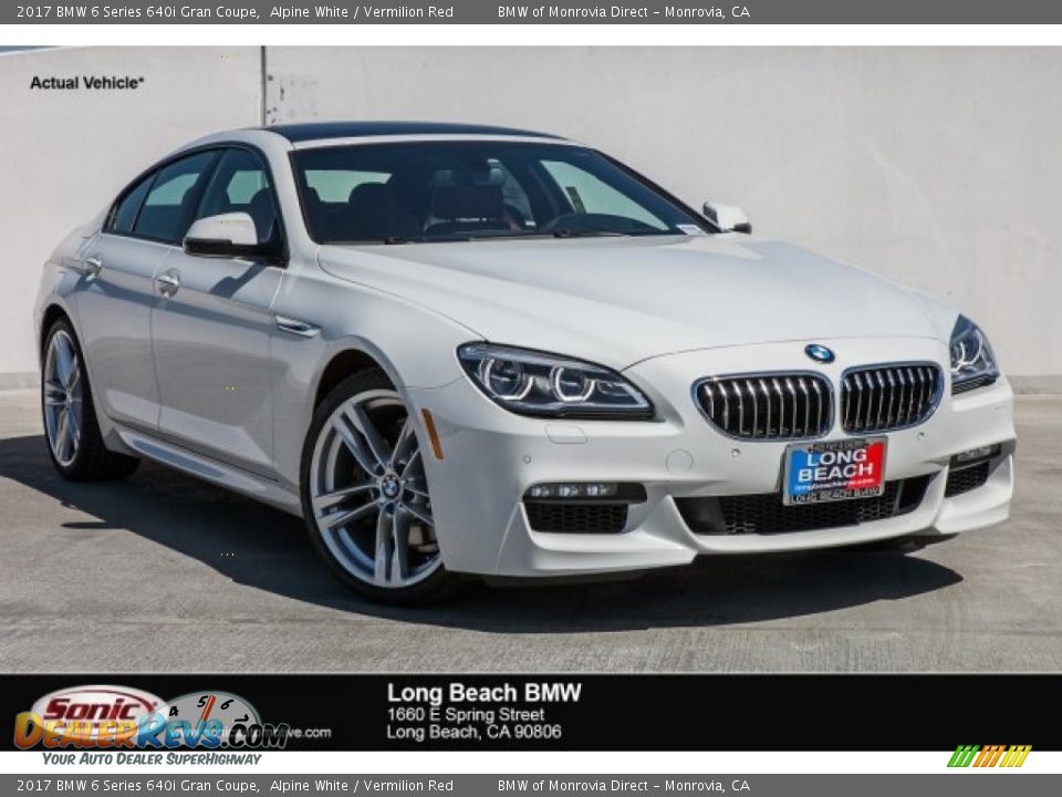 2017 BMW 6 Series 640i Gran Coupe Alpine White / Vermilion Red Photo #1