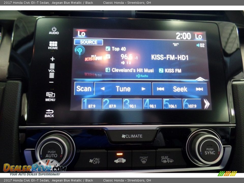 2017 Honda Civic EX-T Sedan Aegean Blue Metallic / Black Photo #21
