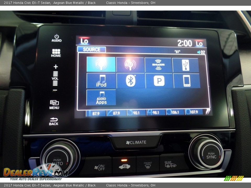 2017 Honda Civic EX-T Sedan Aegean Blue Metallic / Black Photo #22