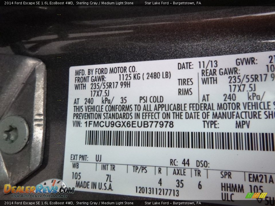 2014 Ford Escape SE 1.6L EcoBoost 4WD Sterling Gray / Medium Light Stone Photo #14
