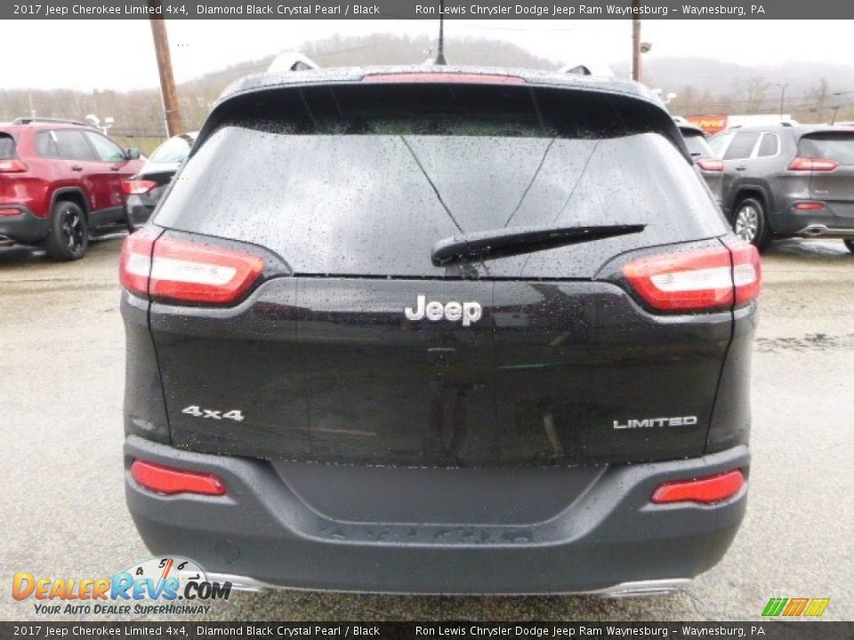 2017 Jeep Cherokee Limited 4x4 Diamond Black Crystal Pearl / Black Photo #5