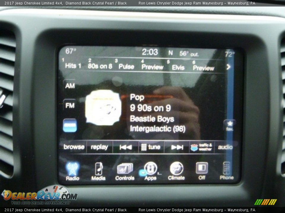 2017 Jeep Cherokee Limited 4x4 Diamond Black Crystal Pearl / Black Photo #18