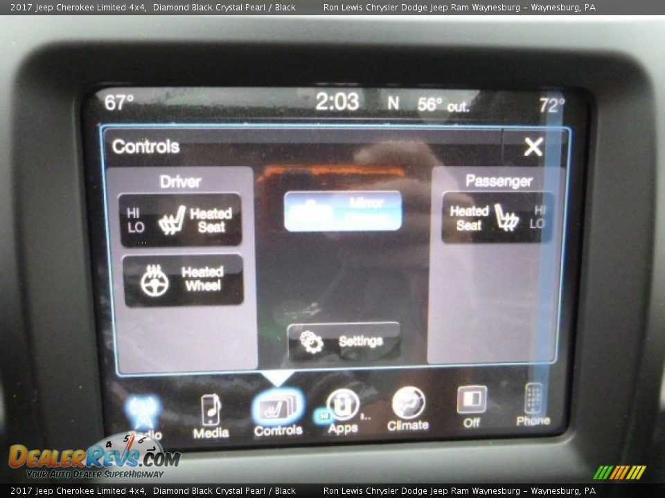 2017 Jeep Cherokee Limited 4x4 Diamond Black Crystal Pearl / Black Photo #19