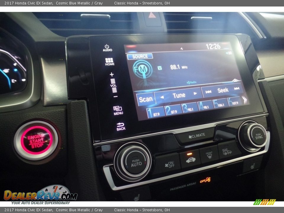 2017 Honda Civic EX Sedan Cosmic Blue Metallic / Gray Photo #11