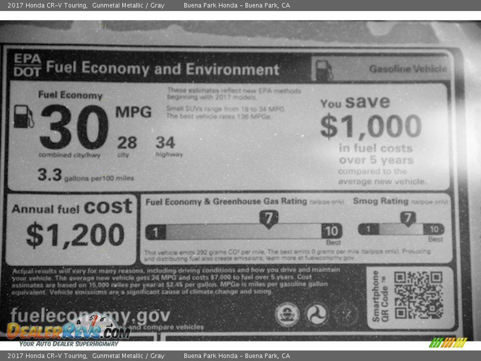 2017 Honda CR-V Touring Gunmetal Metallic / Gray Photo #19