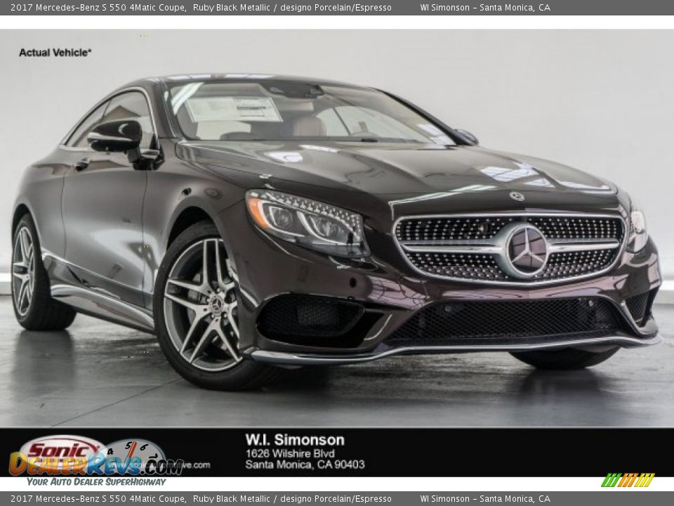 2017 Mercedes-Benz S 550 4Matic Coupe Ruby Black Metallic / designo Porcelain/Espresso Photo #1