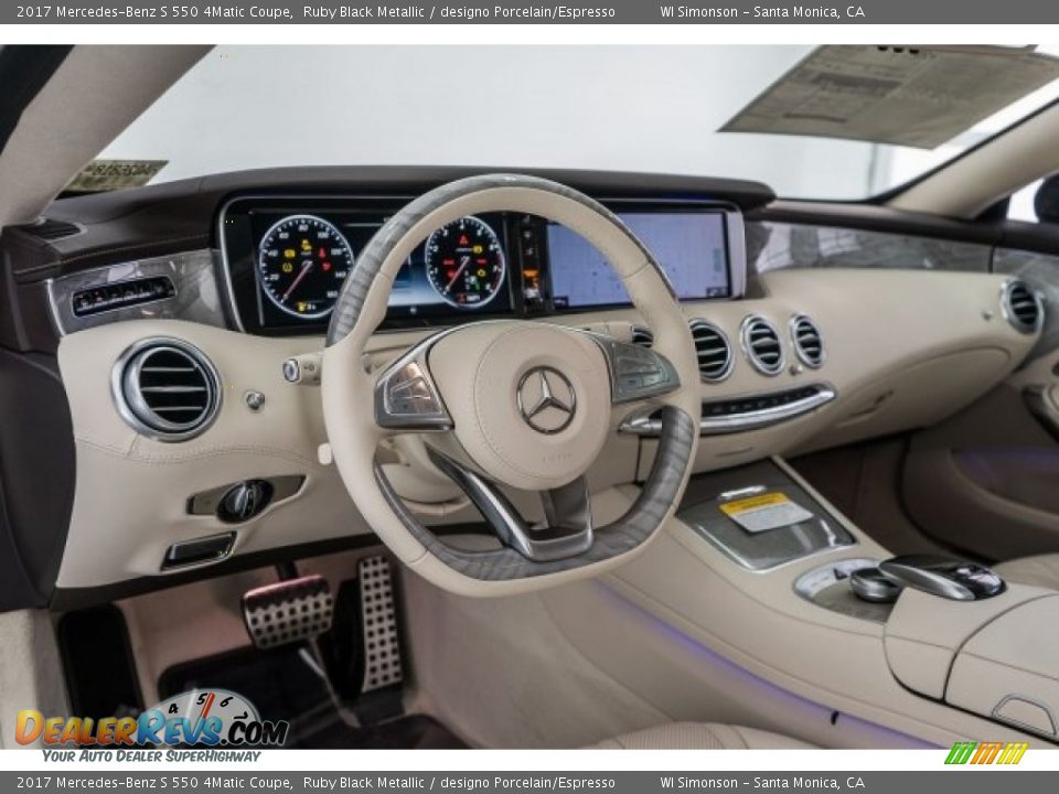 2017 Mercedes-Benz S 550 4Matic Coupe Ruby Black Metallic / designo Porcelain/Espresso Photo #5