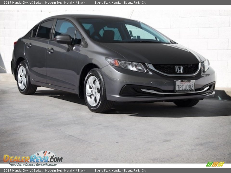 2015 Honda Civic LX Sedan Modern Steel Metallic / Black Photo #1