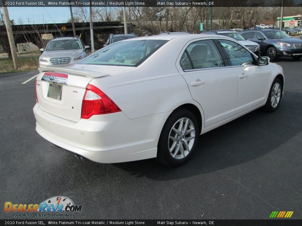 2010 Ford Fusion SEL White Platinum Tri-coat Metallic / Medium Light Stone Photo #6