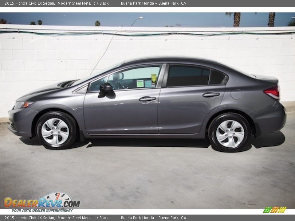 2015 Honda Civic LX Sedan Modern Steel Metallic / Black Photo #10