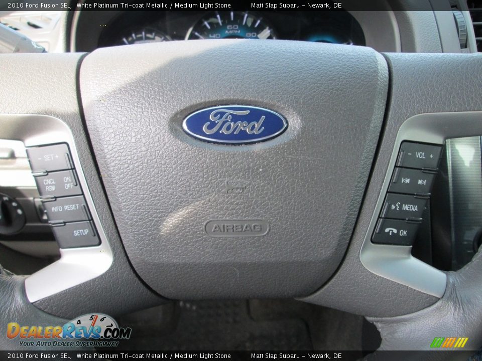 2010 Ford Fusion SEL White Platinum Tri-coat Metallic / Medium Light Stone Photo #25