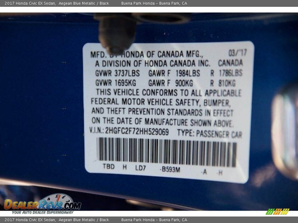 2017 Honda Civic EX Sedan Aegean Blue Metallic / Black Photo #18