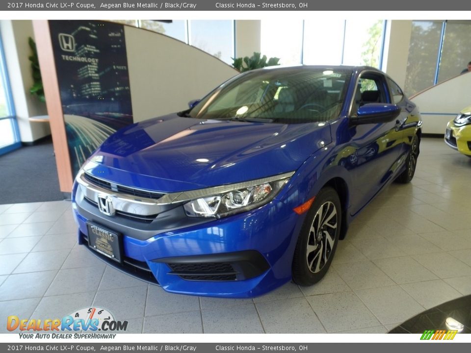 2017 Honda Civic LX-P Coupe Aegean Blue Metallic / Black/Gray Photo #1