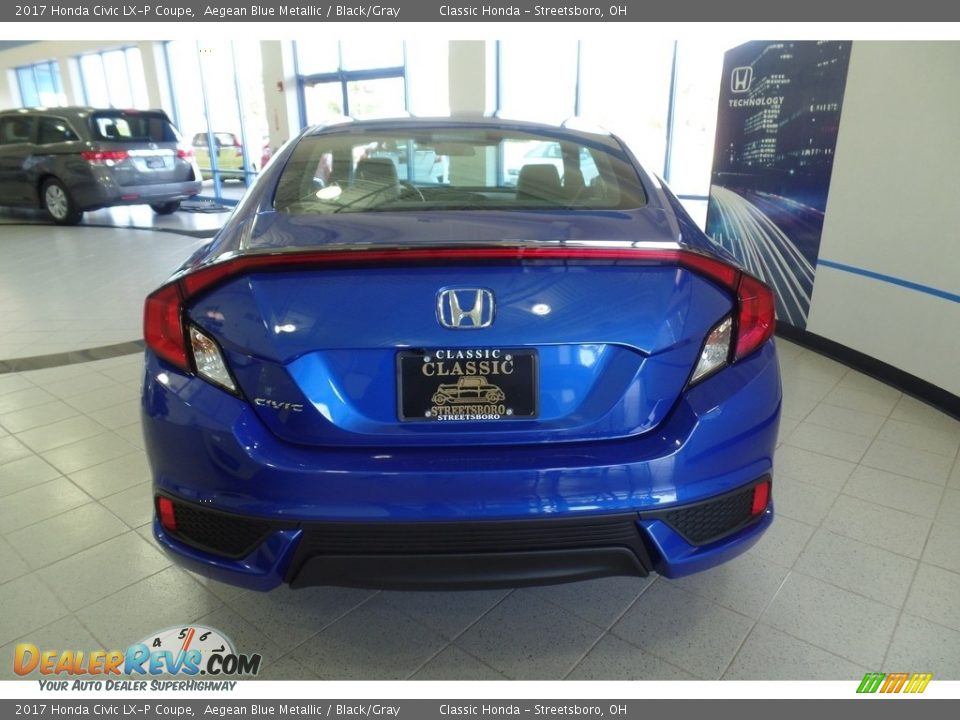 2017 Honda Civic LX-P Coupe Aegean Blue Metallic / Black/Gray Photo #4