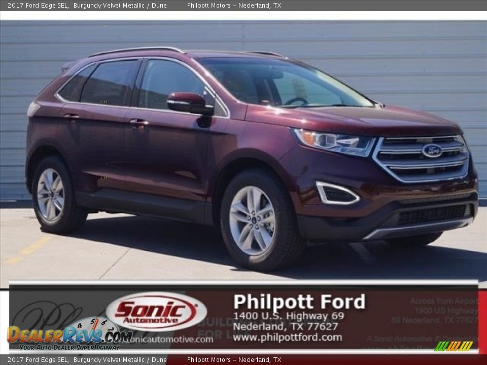 2017 Ford Edge SEL Burgundy Velvet Metallic / Dune Photo #1