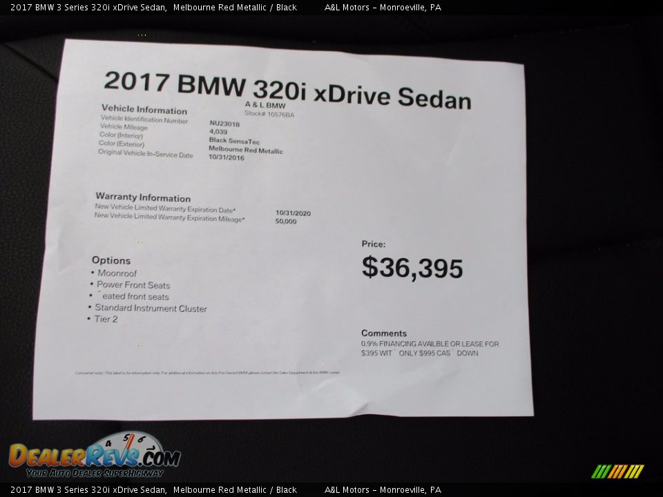 2017 BMW 3 Series 320i xDrive Sedan Melbourne Red Metallic / Black Photo #12