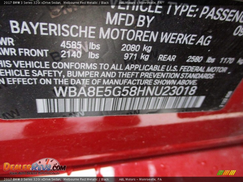 2017 BMW 3 Series 320i xDrive Sedan Melbourne Red Metallic / Black Photo #19