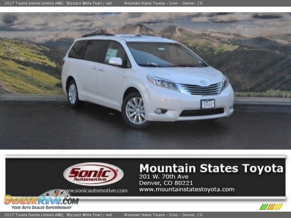 2017 Toyota Sienna Limited AWD Blizzard White Pearl / Ash Photo #1