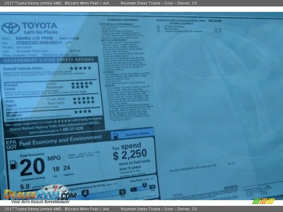 2017 Toyota Sienna Limited AWD Blizzard White Pearl / Ash Photo #11
