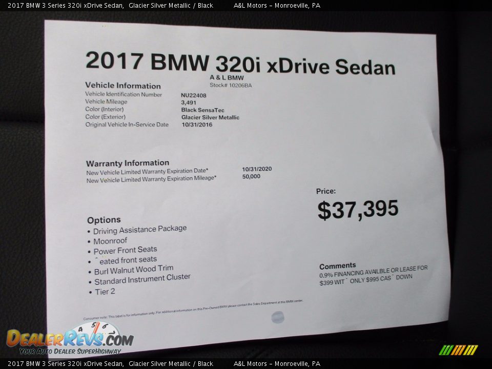 2017 BMW 3 Series 320i xDrive Sedan Glacier Silver Metallic / Black Photo #12