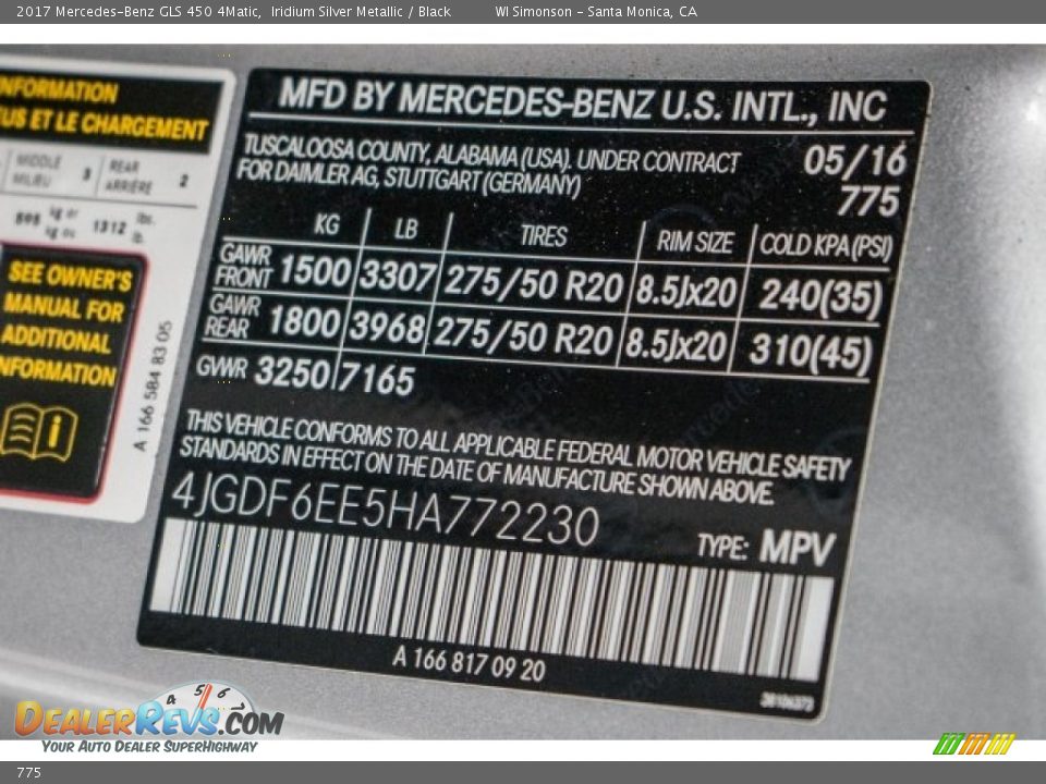Mercedes-Benz Color Code 775 Iridium Silver Metallic