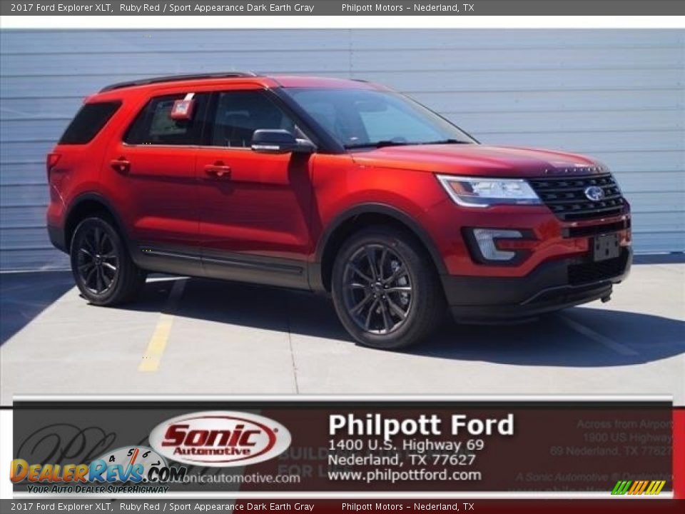 2017 Ford Explorer XLT Ruby Red / Sport Appearance Dark Earth Gray Photo #1