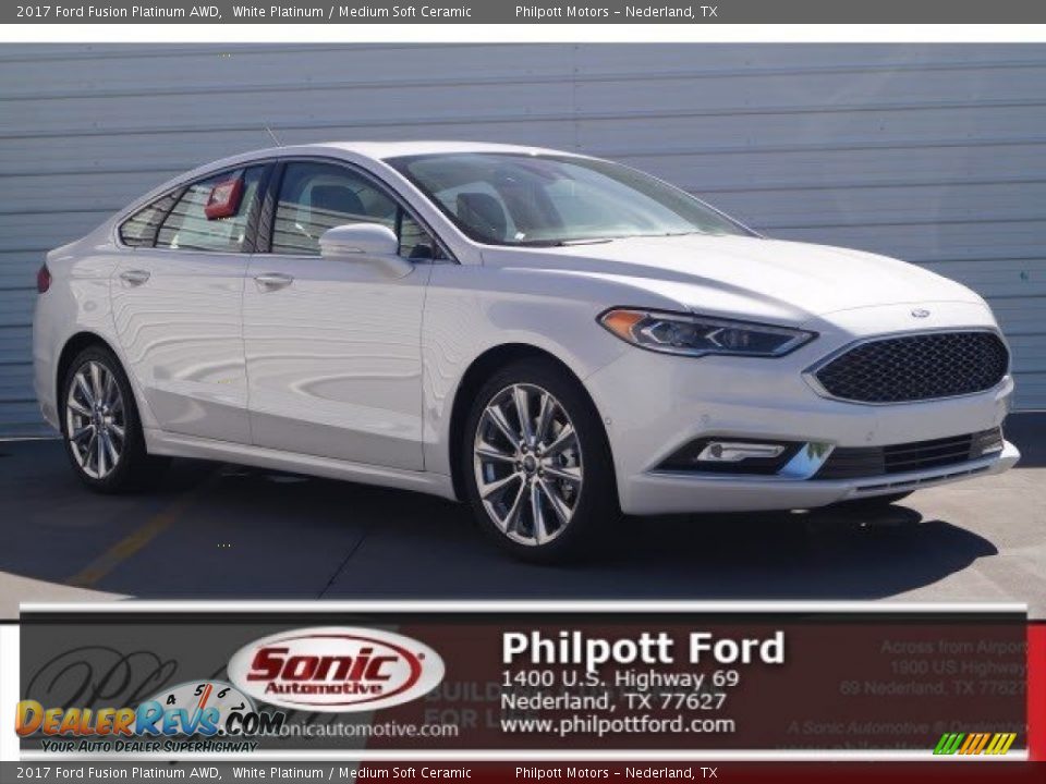 2017 Ford Fusion Platinum AWD White Platinum / Medium Soft Ceramic Photo #1