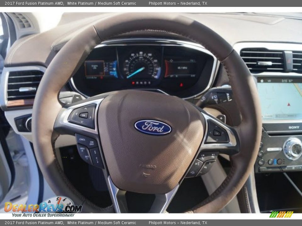2017 Ford Fusion Platinum AWD White Platinum / Medium Soft Ceramic Photo #13