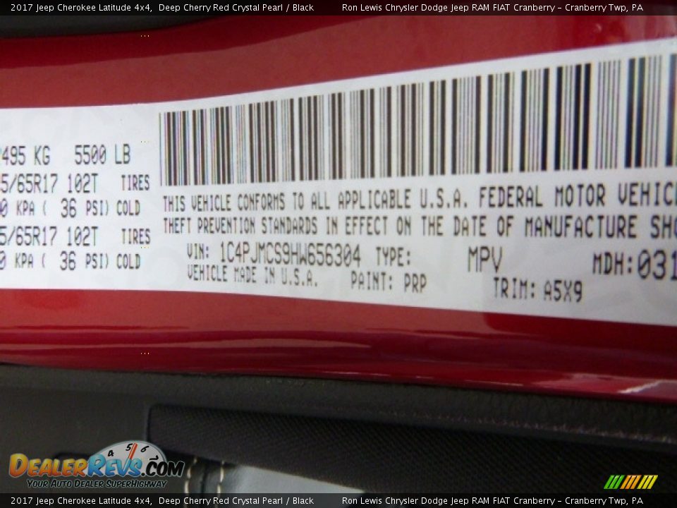 2017 Jeep Cherokee Latitude 4x4 Deep Cherry Red Crystal Pearl / Black Photo #13