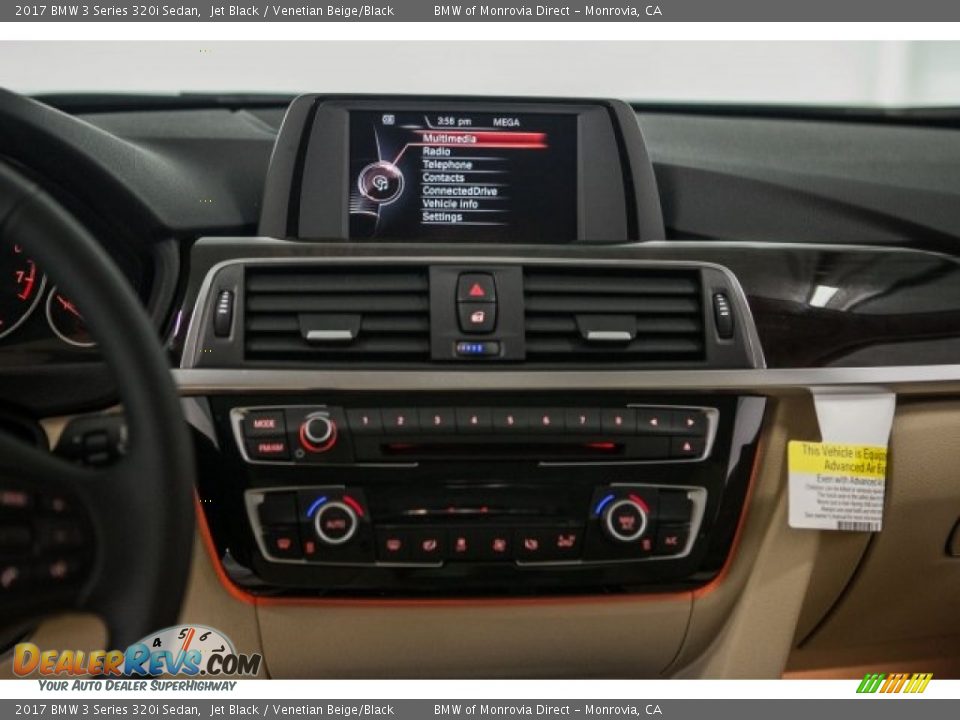 2017 BMW 3 Series 320i Sedan Jet Black / Venetian Beige/Black Photo #6
