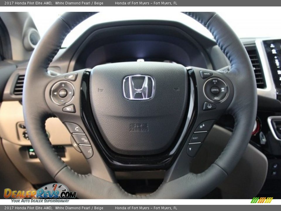2017 Honda Pilot Elite AWD White Diamond Pearl / Beige Photo #13