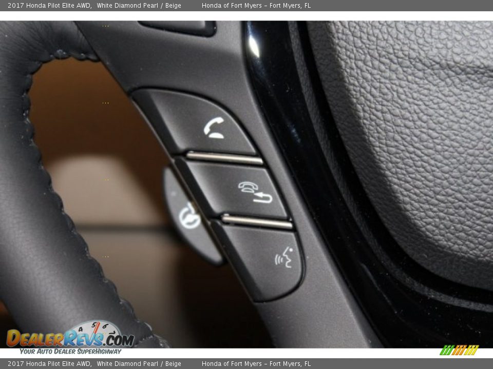 2017 Honda Pilot Elite AWD White Diamond Pearl / Beige Photo #16