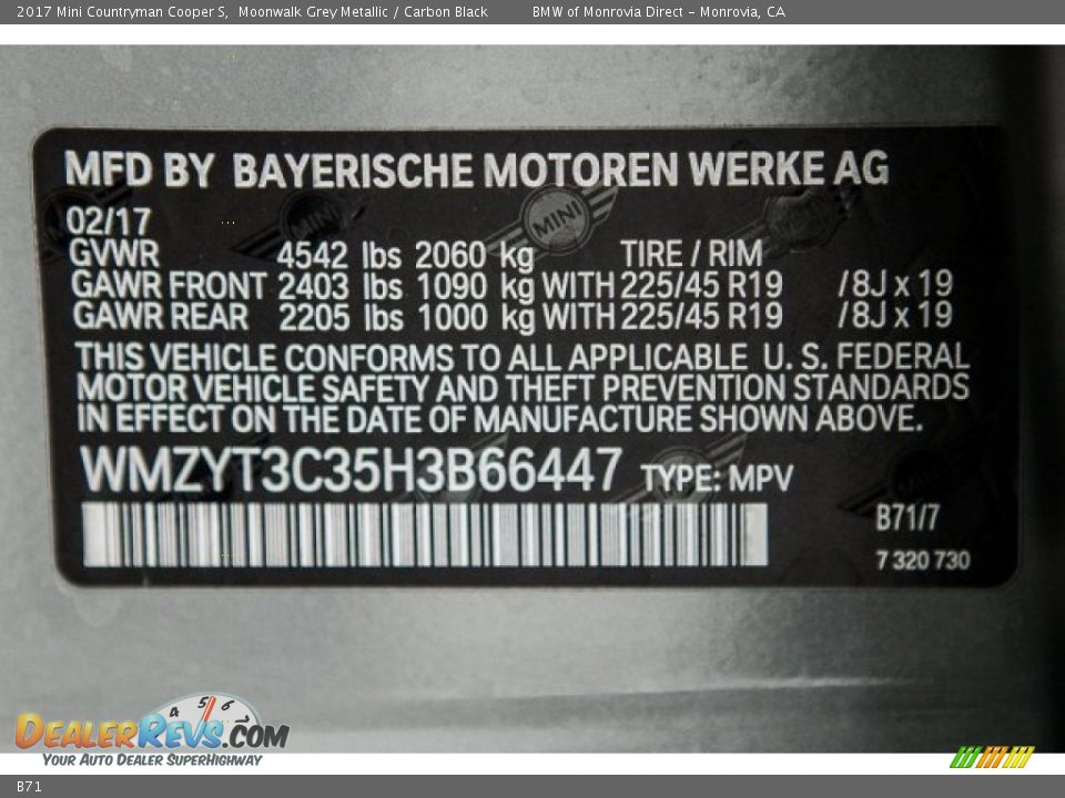 Mini Color Code B71 Moonwalk Grey Metallic