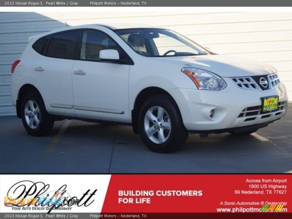 2013 Nissan Rogue S Pearl White / Gray Photo #1