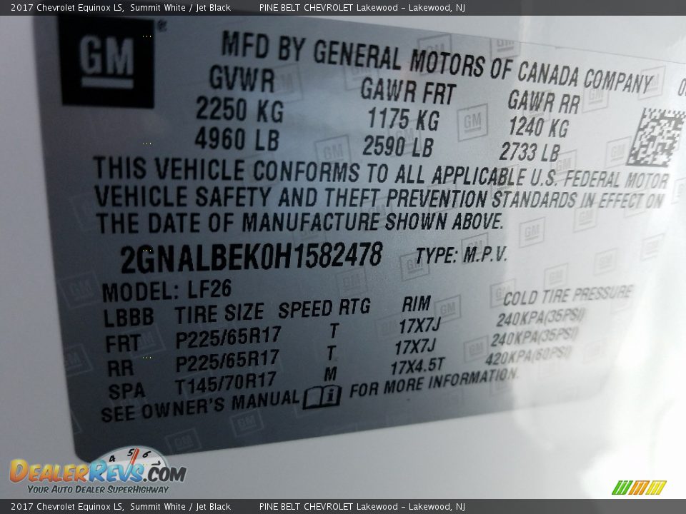 2017 Chevrolet Equinox LS Summit White / Jet Black Photo #7