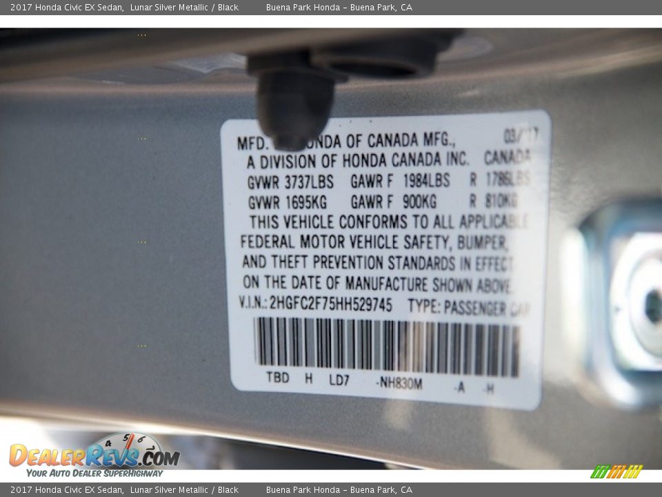 2017 Honda Civic EX Sedan Lunar Silver Metallic / Black Photo #18