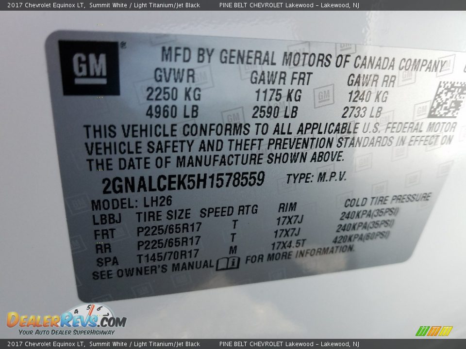 2017 Chevrolet Equinox LT Summit White / Light Titanium/Jet Black Photo #7