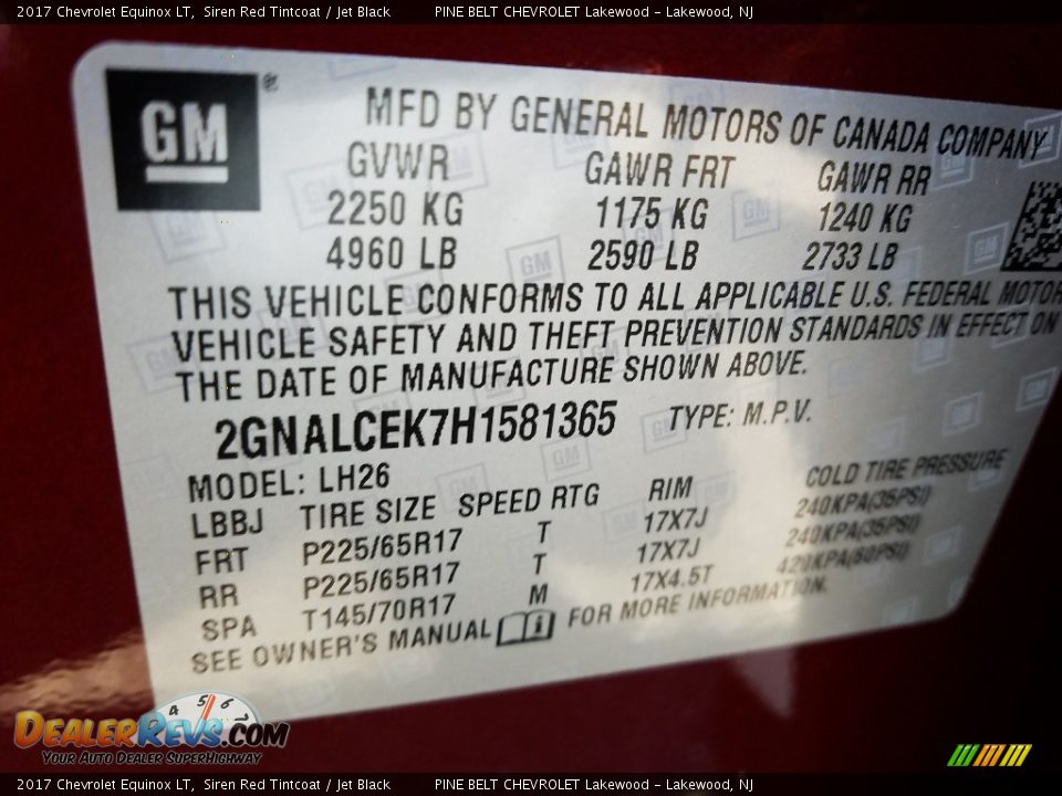 2017 Chevrolet Equinox LT Siren Red Tintcoat / Jet Black Photo #7