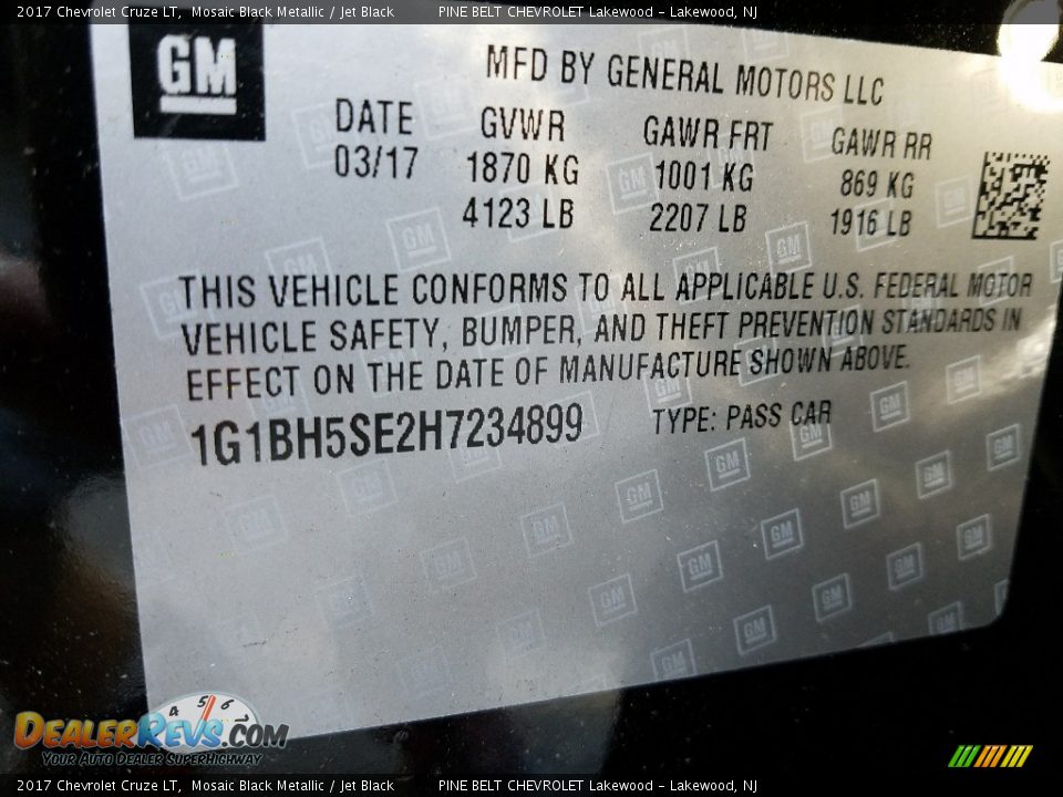 2017 Chevrolet Cruze LT Mosaic Black Metallic / Jet Black Photo #7