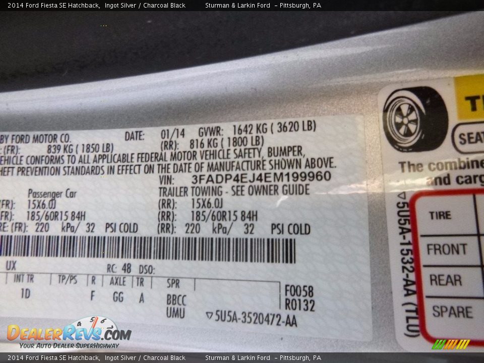 2014 Ford Fiesta SE Hatchback Ingot Silver / Charcoal Black Photo #11