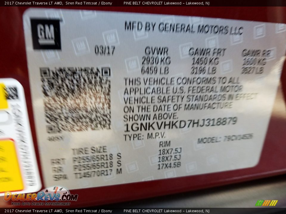 2017 Chevrolet Traverse LT AWD Siren Red Tintcoat / Ebony Photo #7