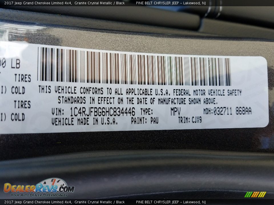 2017 Jeep Grand Cherokee Limited 4x4 Granite Crystal Metallic / Black Photo #7