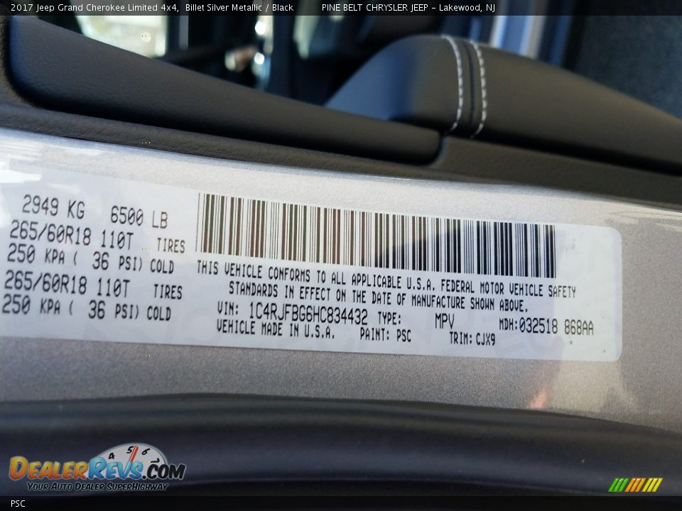 Jeep Color Code PSC Billet Silver Metallic