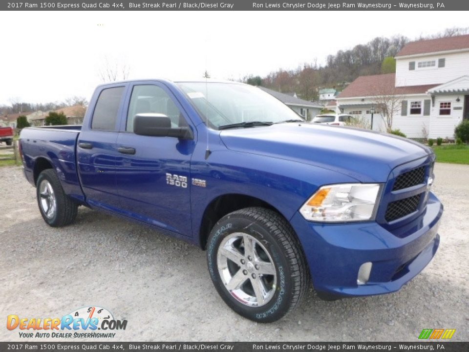 2017 Ram 1500 Express Quad Cab 4x4 Blue Streak Pearl / Black/Diesel Gray Photo #11