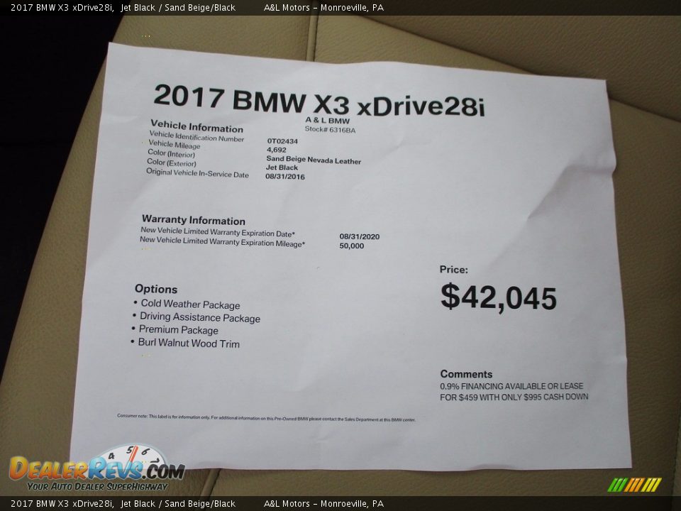 2017 BMW X3 xDrive28i Jet Black / Sand Beige/Black Photo #12