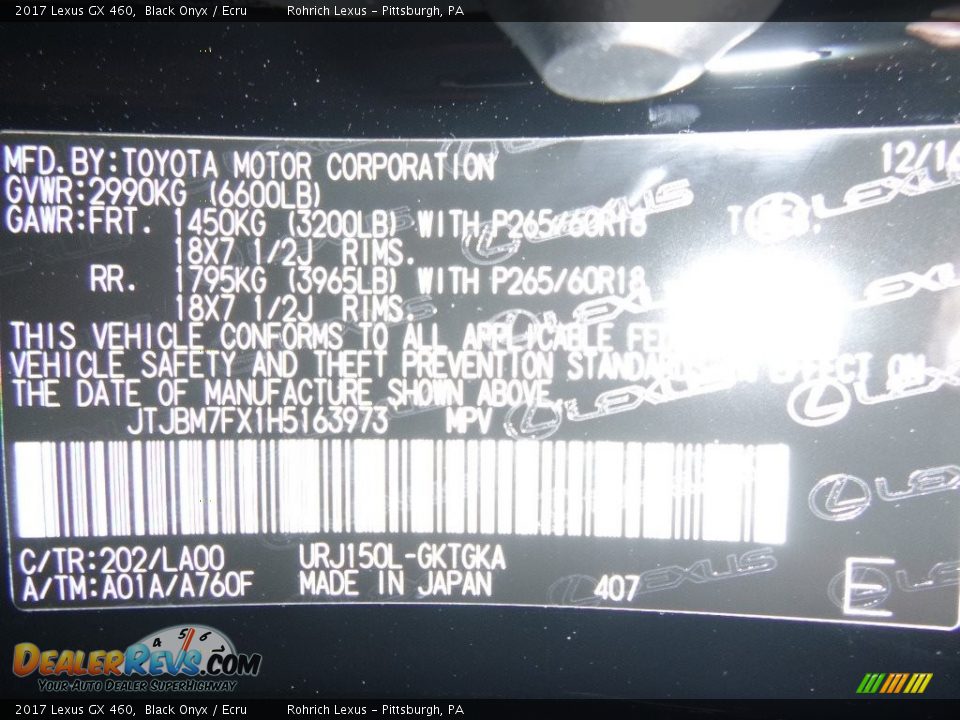 2017 Lexus GX 460 Black Onyx / Ecru Photo #10